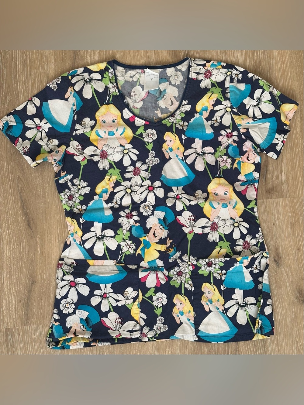 Disney Alice in Wonderland Scrub Top
